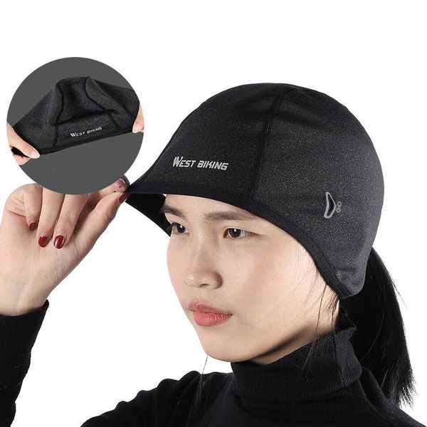 

cycling caps winter windproof bike hat fleece thermal helmet liner men women outdoor running skiing bicycle cap & masks, Black