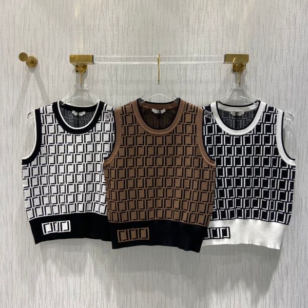 

2021s fashion brand fen nd di vest womens knitted sweater summer casual women designers clothes ff wool knitted vests sweat-absorbing elasti, White