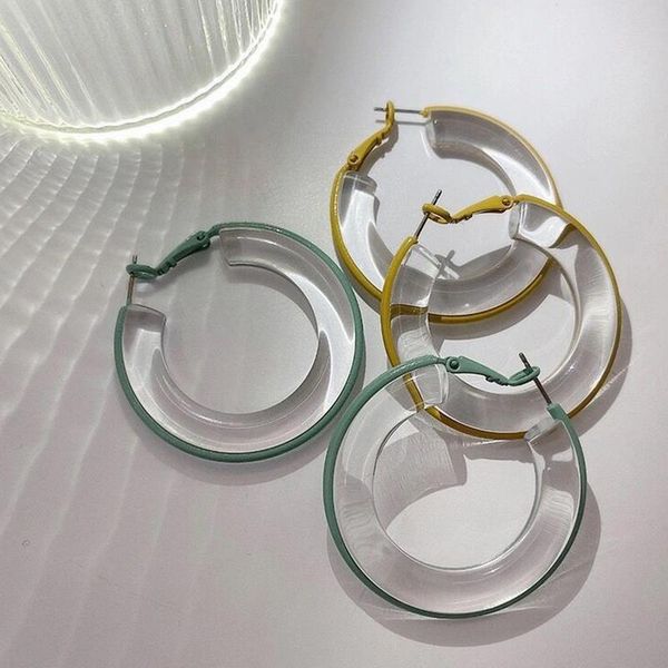 

hoop & huggie flashbuy simple round circle multicolor transparent acrylic earrings for women wholesale 2021 trend jewelry, Golden;silver