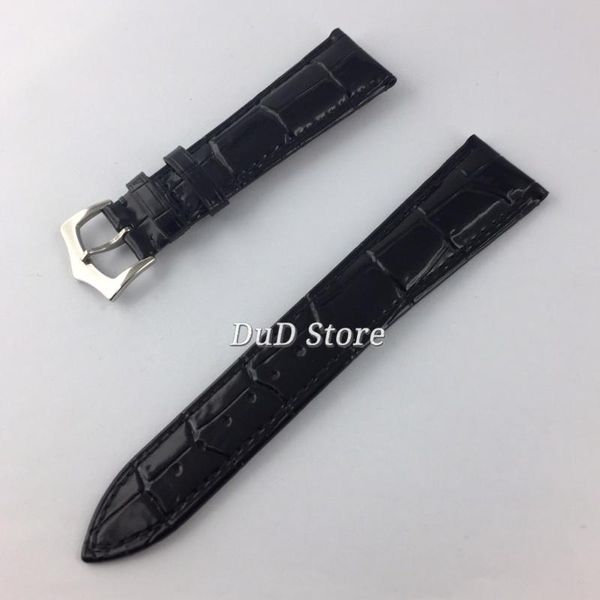 

watch bands 22mm black leather strap stainless steel buckle fit men's, Black;brown