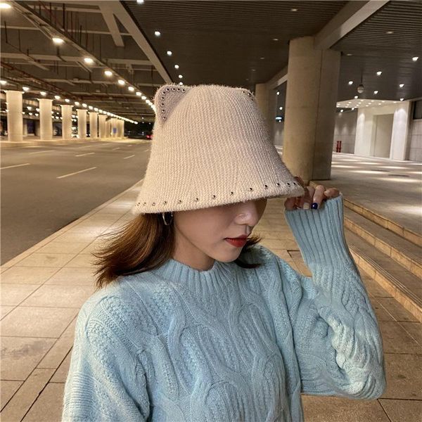 

beanies autumn and winter style female ear fisherman hat outdoor warmth fashion wild bucket pure color tide