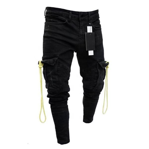 

men's european black slim fit jeans scratch washed biker printed men goth clothes 0rmu, Blue