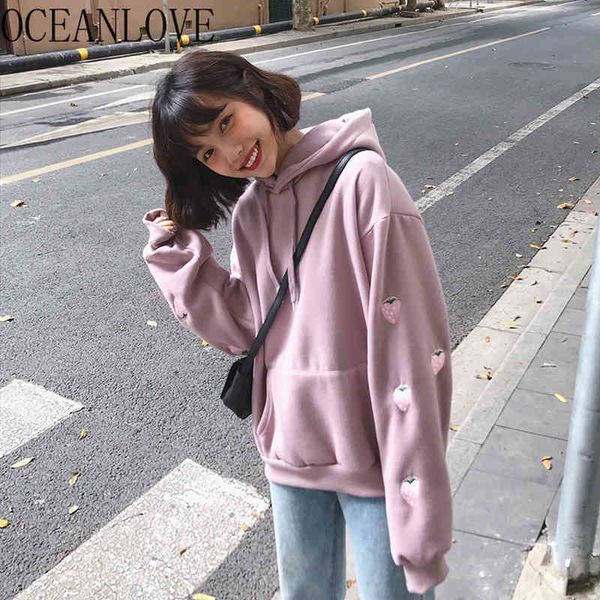 

sweatshirts autumn winter hooded fashion hoodies women strawberries student sweet kawaii moletom girls 17528 210415, Black