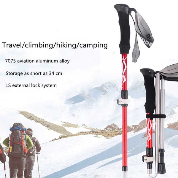 

trekking poles 2 pieces of 110-125 cm walking sticks, aluminum poles, 5-section folding -proof
