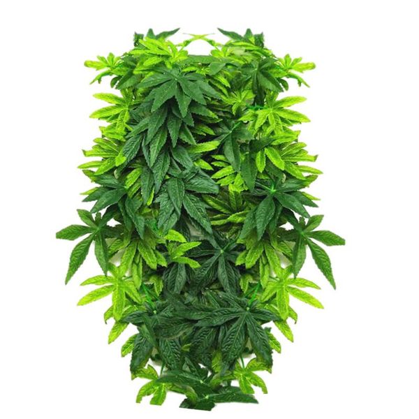 

decorations reptile tank plants artificial plastic fake hanging leaves habitat decor simulation green for fish feeder box