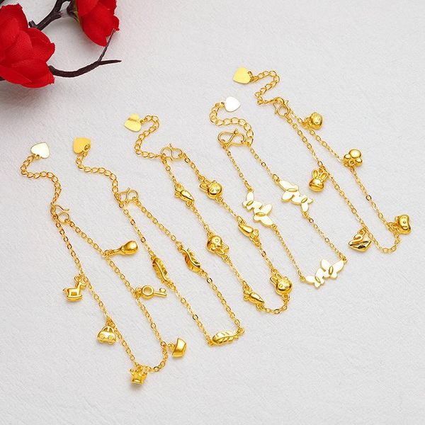 

anklets 2021 heartart korean style simple personality brass gold-plated beach anklet female fashion butterfly cute animal, Red;blue