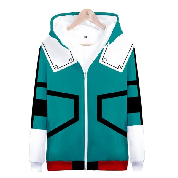 

men's jackets my hero academia hooded sweatshirt anime harajuku izuku midoriya shouto todoroki boku no cosplay 3d zipper jacket, Black;brown
