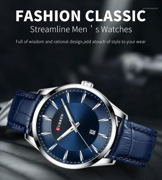 

wristwatches curren mens watches waterproof calendar fashion male clock leather sport military men wristwatch dropship, Slivery;brown