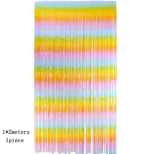 

party decoration 1piece 1*2meters supplies rainbow foil curtain 1st birthday backdrop decor tinsel fringe curtains