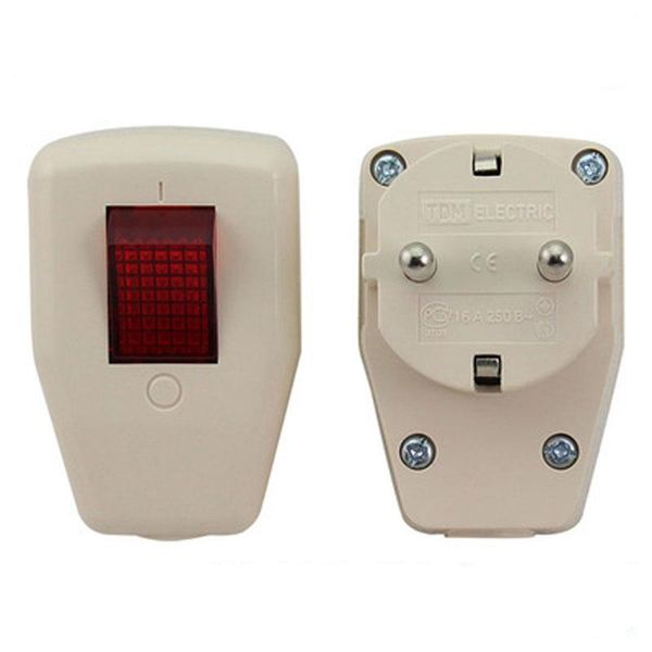 

smart power plugs 5 x schuko germany type f rewireable plug 250v 16 amp w/ led indicator switch