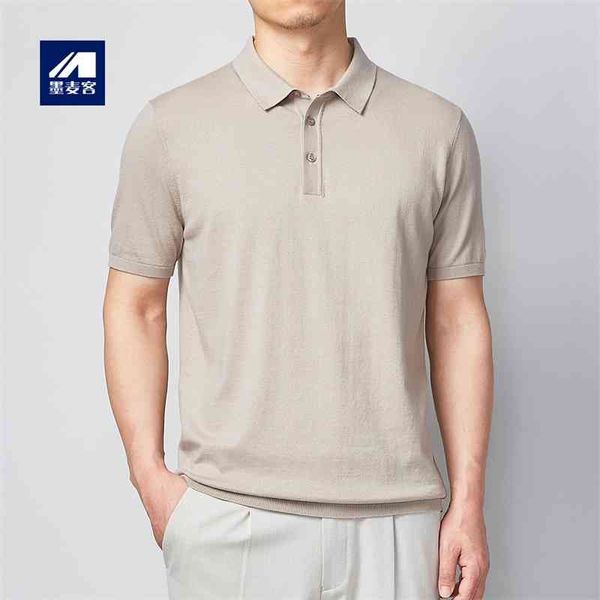 

merck short sleeve knitted polo shirt solid combed cotton basic lapel men's t-shirt 7628, White;black