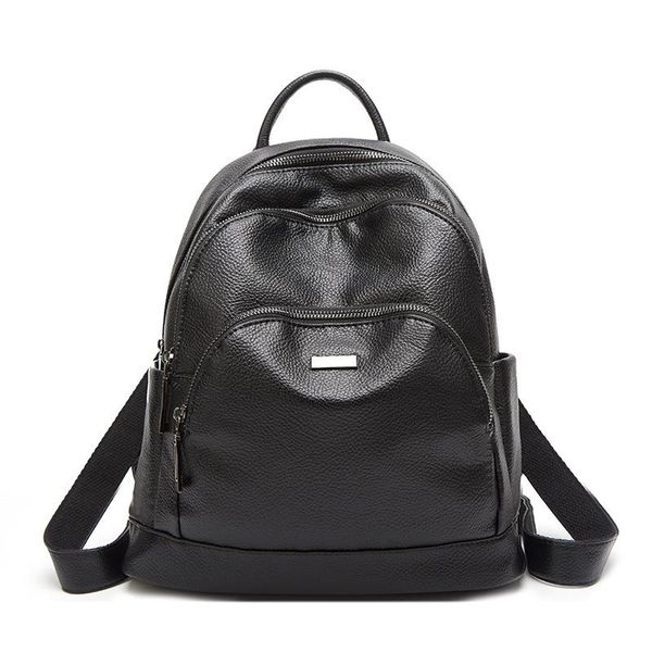 

double shoulder bag women's versatile travel anti theft soft leather backpack trend style
