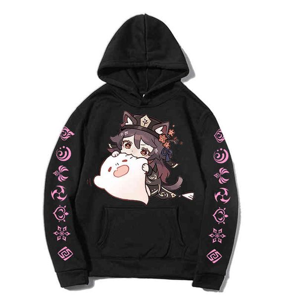 

genshin impact hoodie women men streetwear kawaii cloth of te sweatshirt, Black