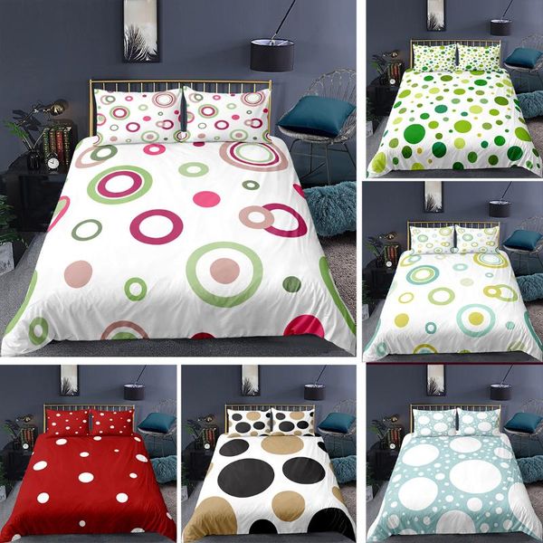 

bedding sets 2/3 pieces microfiber duvet cover set ultra soft colour polka dots design zipper closure with pillowcases