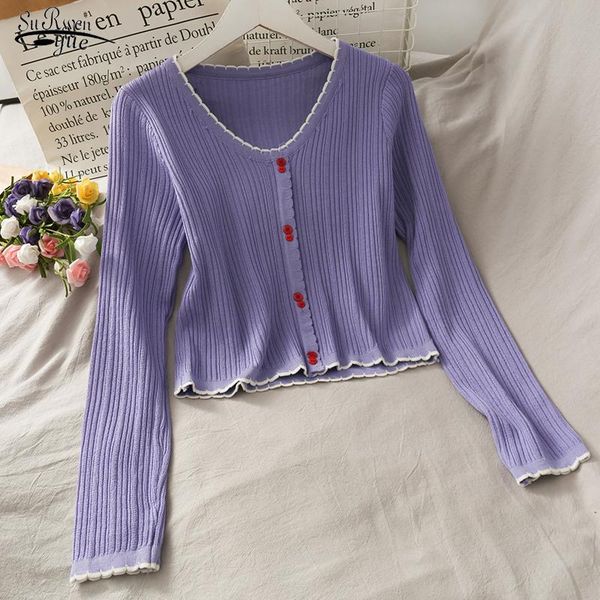

autumn 2021 v-neck sweater women slim cotton korean long sleeve sweet french vintage pullovers office lady clothes 12273 women's sweate, White;black