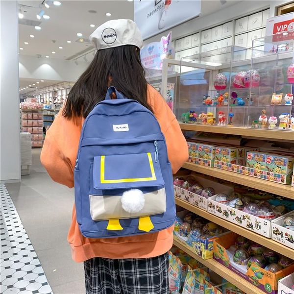 

school bags harajuku women cute backpack nylon female bag college badge kawaii fashion girl book student