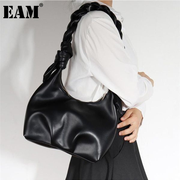 

evening bags [eam] women twisted strap knotted wrinkled bag pu leather personality all-match crossbody shoulder fashion 2021 18a3323