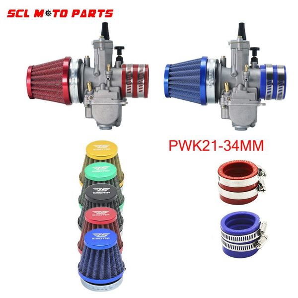 

motorcycle fuel system alconstar-motorcycle 21 24 26 28 30 32 34mm carburetor + air filter intake red color set manifold boot holder for atv