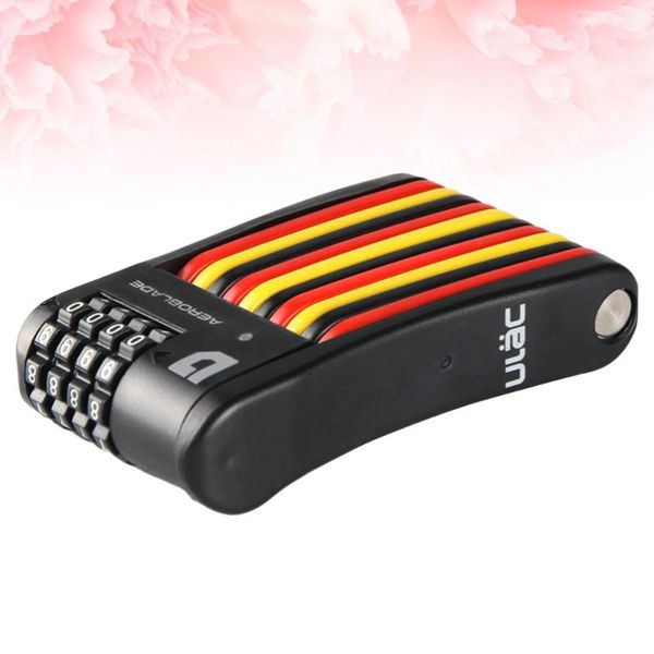 

bike locks 4 digit password lock folding metal anti-theft (black)