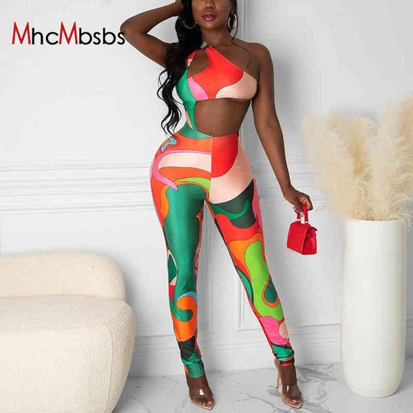 

women's jumpsuits & rompers women one shoulder jumpsuit color blocking print sleeveless cut out bodycon 2021 summer y2k outfi, Black;white