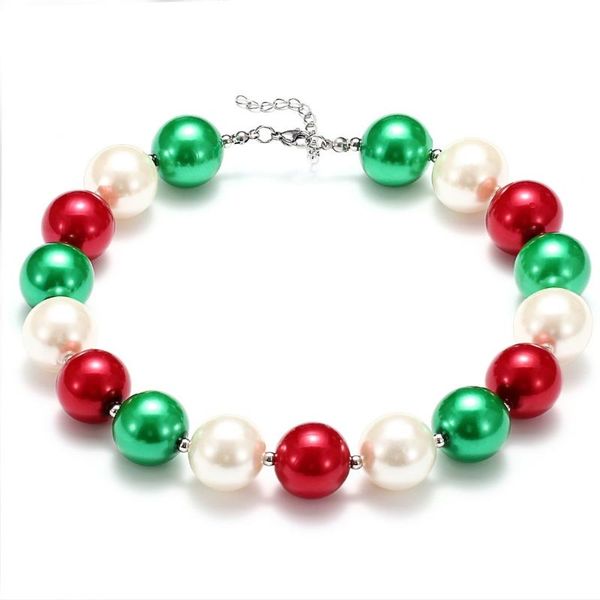 

chokers 2021 christmas for kids girls resin red flower charm chunky beads necklace toddler baby bubblegum, Golden;silver