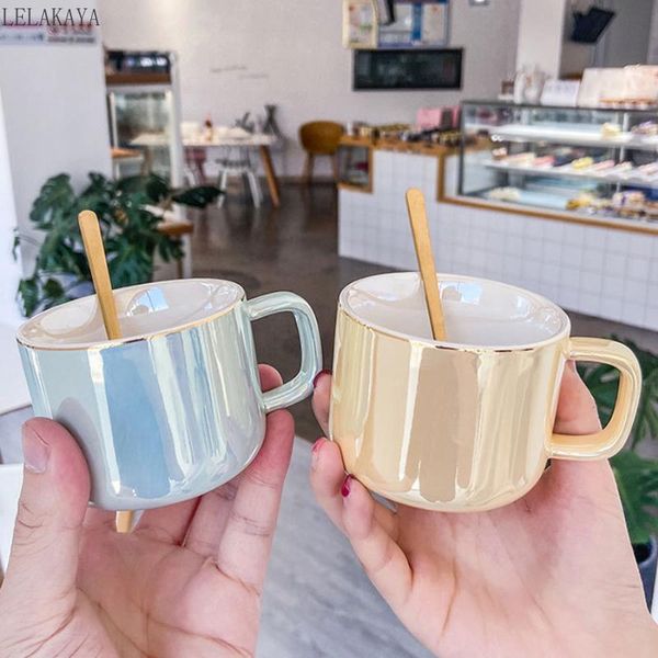 

mugs 150ml colorful ceramic mug candy color cup and saucer set coffee milk tea water office home drinkware square handgrip cups