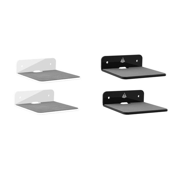 

computer speakers 4pack wall shelf speaker stand, acrylic mount display for bluetooth speaker, webcam, toy-clear & black