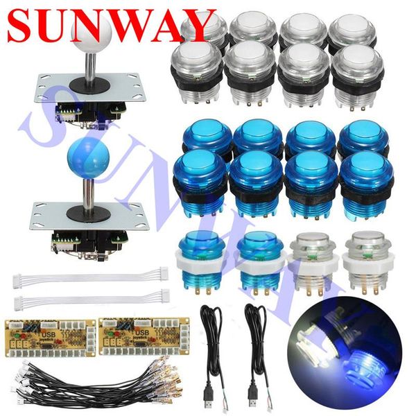 

game controllers & joysticks diy arcade kit for pc/ps2/ps3 usb zero delay encoder+copy sanwa joystick+ led push button+cable parts