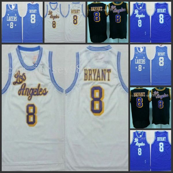 

los angeles laker men #8 ko be bry ant light blue retro basketball jersey, Black