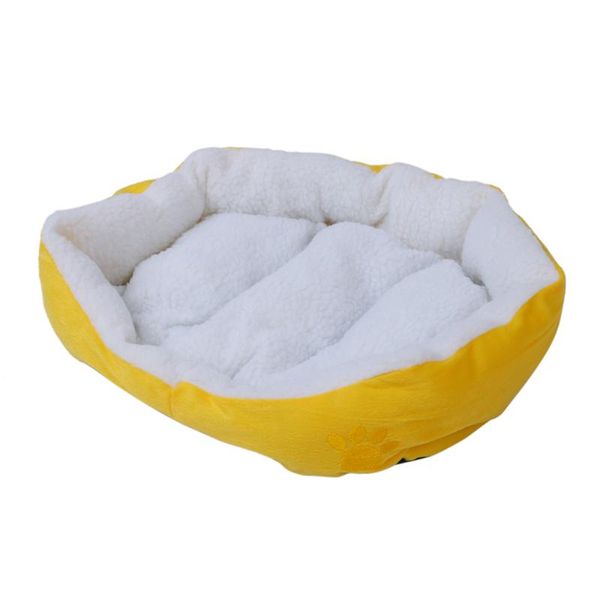 

dog houses & kennels accessories waterproof super warm soft fleece puppy pets cat bed house basket nest mat - yellow