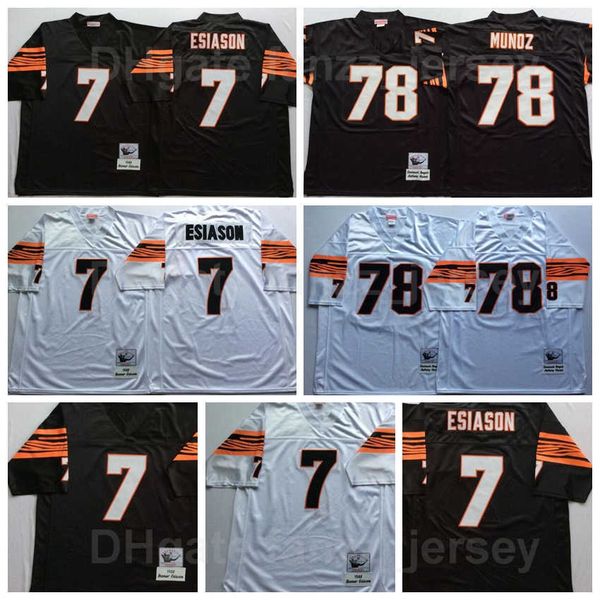 

ncaa retro football vintage 78 anthony munoz jersey 7 boomer esiason breathable all stitched sports black white team color pure cotton high