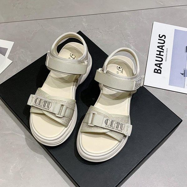 

sandals women 2021 summer outdoor platform beach roman female wild fashion thick sole increased casual shoes, Black