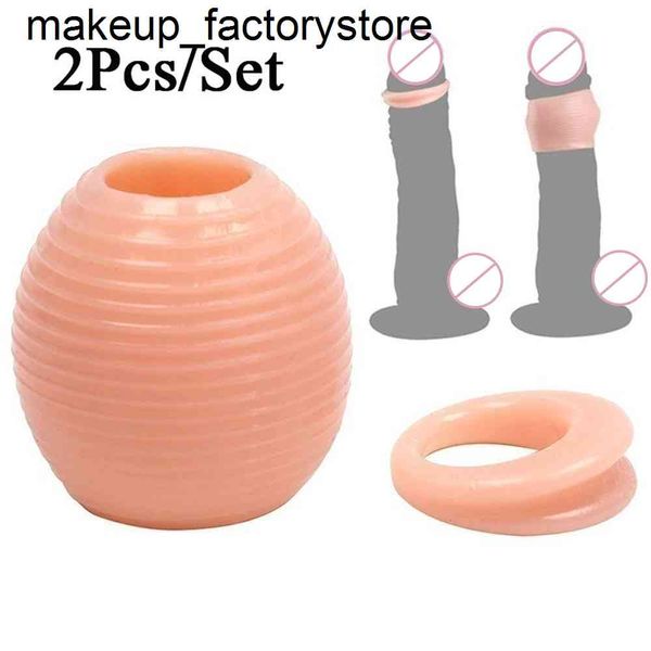 Massagem 2 PCS / Set Silicone Durável Penis Enlargersrings Adulto Ejaculação Atraso Atraso Largement Sex Brinquedos para Homens Cock Borracha Semen Bloqueio Anel