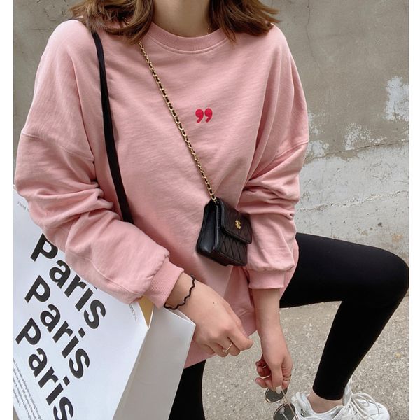 

women's hoodies & sweatshirts 2021 spring new woman cotton oversize round neck long sleeve loose pullovers fashion casual rtv, Black