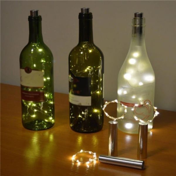 Stringhe 2M 20LED Bottiglia di vino Tappo di sughero Illuminazione a LED Filo di rame Stellato Tappo Luce Striscia Bar Decorazioni per la casa Alimentato a batteria