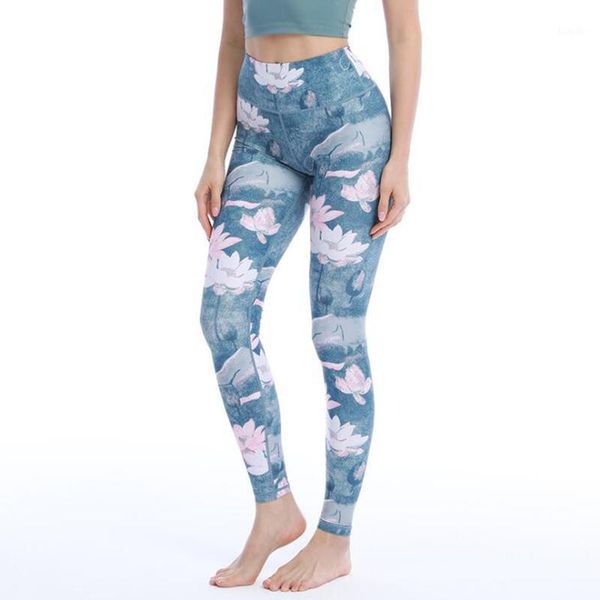 

yoga outfit 2021 women printed pants stretchy sport leggings high waist gym fitness tight sportswear quick dry workout