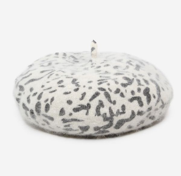 

autumn and winter rabbit hair light leopard beret, Blue;gray