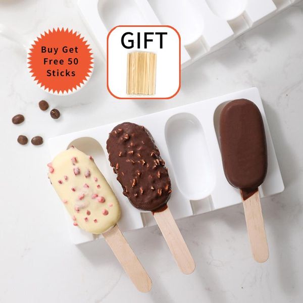 

baking moulds 4 hole silicone ice cream molds diy popsicle mold making tool juice dessert with sticks cube maker