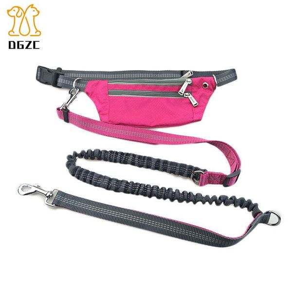 

dog collars & leashes hands running leash with waist pack absorbing bungee adjustable belt fits up to 45"