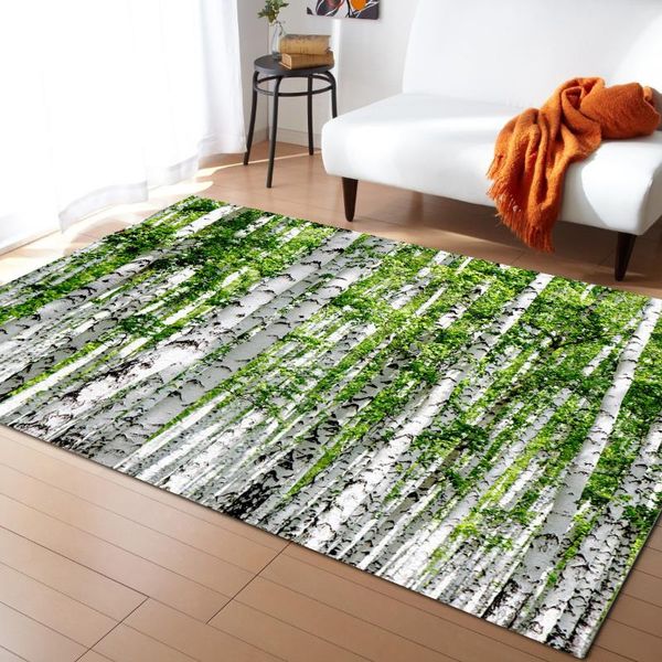 

carpets plant birch tree green forest printed floor mat door mats lounge rug kids carpet living room bedroom modern home decoration