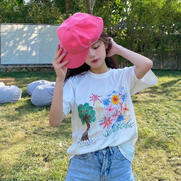 

women's t-shirt ytx1175 design sense niche loose white short-sleeved women summer 2021 style