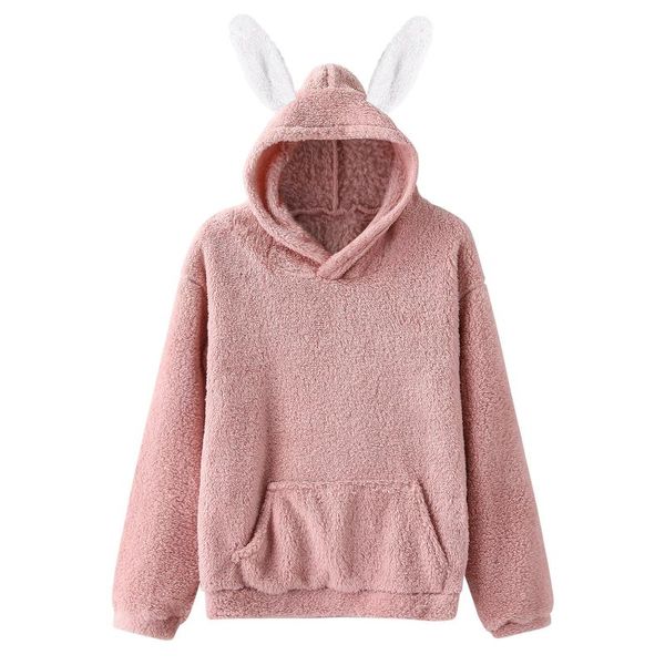 

women's sweaters lovely long sleeve fleece sweatshirt warm shape fuzzy ears hoodie pullover with pocket pullovers, White;black