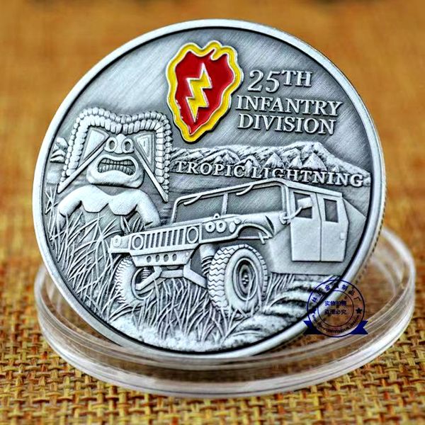 

50pcs non magnetic military craft badge this we'll defen 25th infantry division tropic lighttning bronze plated challenge coin