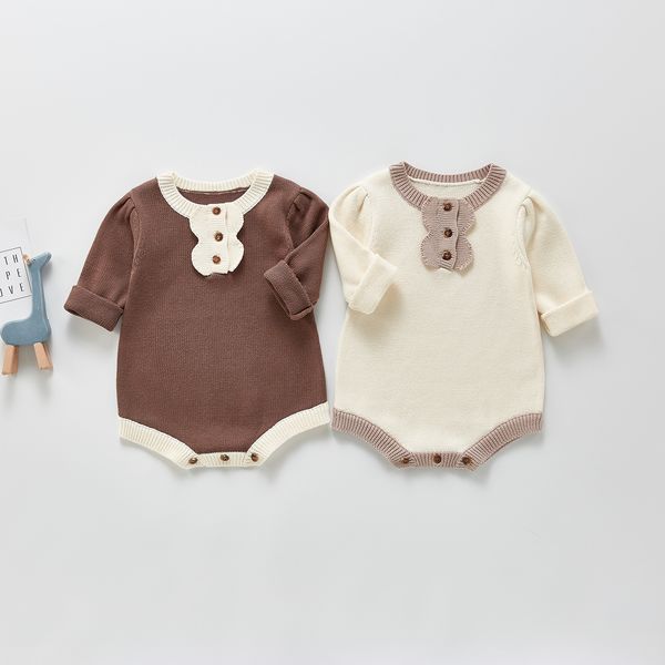 

Baby Romper Jumpsuit Knitted Baby Clothes Cotton Infant Boys Clothes Onesie Infant Girls Romper Toddler Playsuit 0-2Y, Beige