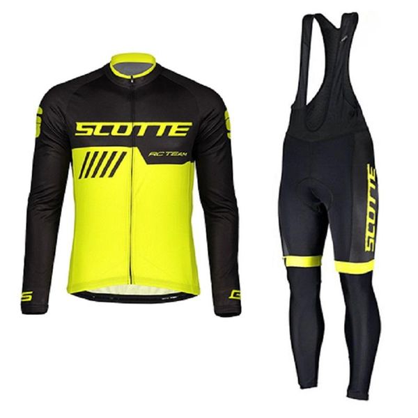 

racing sets green scotte cycling jersey clothes autumn long sleeve suit breathable outdoor riding bike mtb clothing set, Black;blue