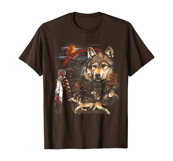 

wolf spirit dreamcatcher - native american t shirt, White;black