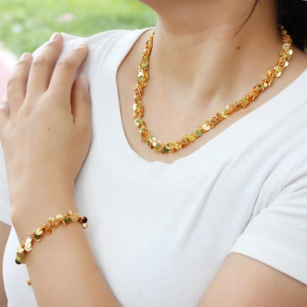 

earrings & necklace boho simple sequin bracelet gold luxury jewelry set fashion sets for women men party couples gift, Silver