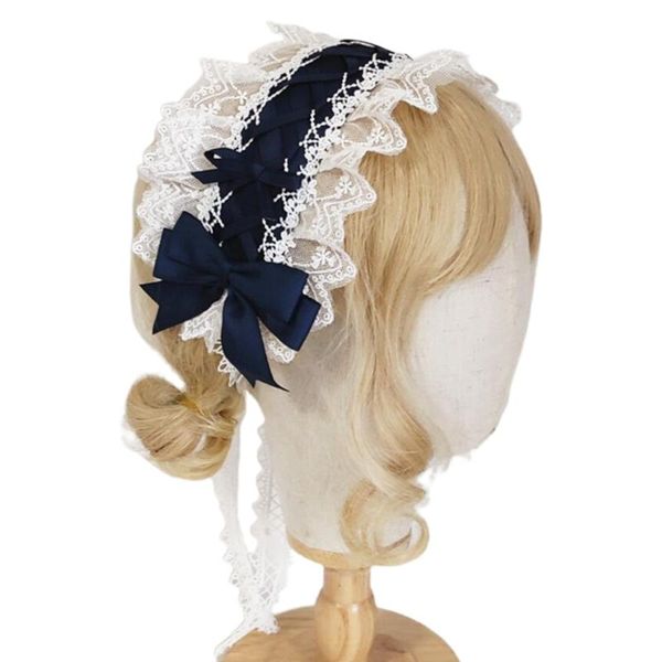 

other event & party supplies women mesh ruffles lace headdress with bowknot lovely ribbon headband maid anime cosplay novelty hair hoop prop