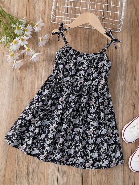 

toddler girls floral print tie shoulder cami dress she, Red;yellow