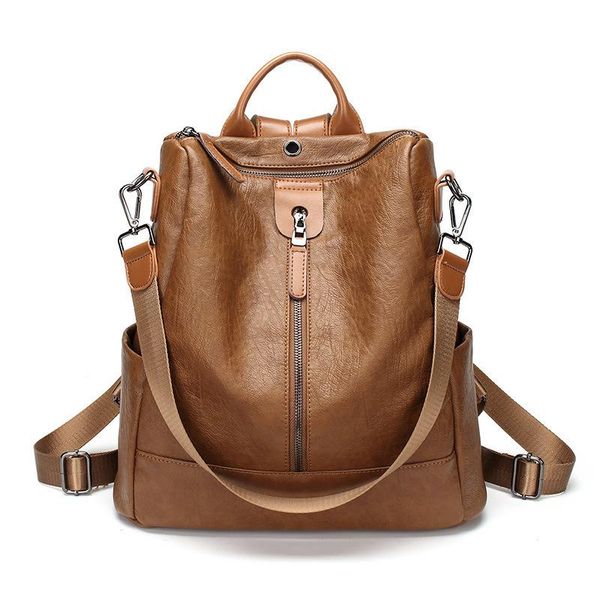 

outdoor bags 2021 large capacity genuine leather women backpack for girls soft female ladies school style mochila